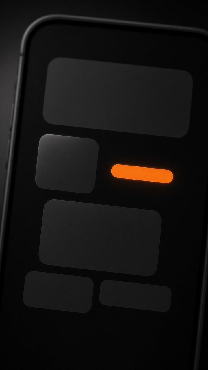 Abstract dark screen with an orange bar